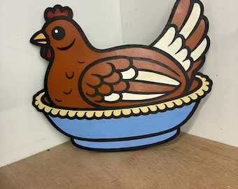 3D Laser Cut Hen Nest Sign • Farmhouse Chicken Kitchen Decor • Rustic Layered Wood Wall Art • Country Home Sign • Farm Fresh Chicken Decor