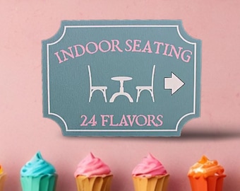 Custom PVC Printed Ice Cream Shop Sign • Retro Indoor Seating Sign • Full‑Color Weatherproof Business Display