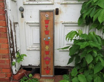 Gardener Flowerpots Rustic Farmhouse Decor Vertical Sign Terra Cotta Daisy Tulip Love of Plants Gift Seasonal Wooden Handmade Decor Daisy
