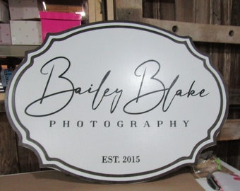 Business Photography Sign Store Front Tailormade Oval 3D Large Indoor Outdoor Small Business Logo Laser Cut Wood Sign Farmhouse Handmade