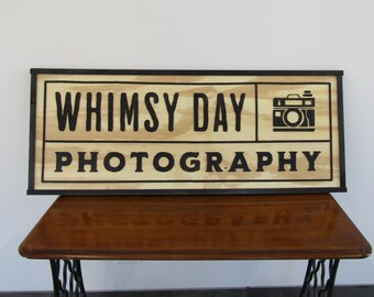 Large Custom Business Sign Photography Company Camera We Use Your Actual Graphic Commerical Logo Wood Laser Cut Out 3D Extra Large Framed