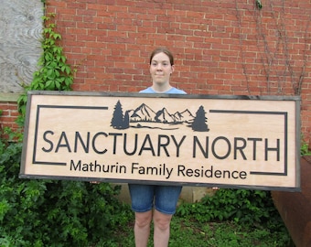 Custom Family Residence Sign Commerical Signage Sanctuary North Mountains Outdoors Wooden Raised Letters Made To Order Oversized Large Trees
