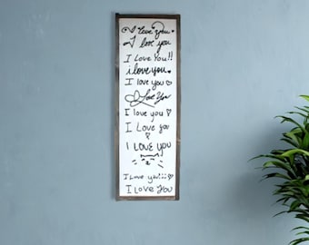 Custom Gift I love you Handwriting Sign Kids Parents Grandparents for her Gift for him Raised 3D Note Reminder Wedding Mothers Day Frame
