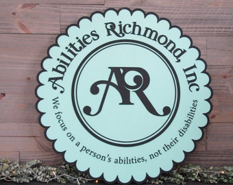 Large Round Custom Scalloped Style Sign Abilities Therapy Office Business Sign Commercial Signage 3D Raised Text Your Logo XL Made to Order