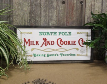 Milk and Cookie Company Wood Sign North Pole Baking Santas Favorite Cookies 3D Raised Text Christmas Decoration Wall Advertising