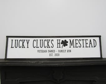 Custom Homestead Oversized Commerical Signage Lucky Clucks Shamrock Business Sign Store Front Family Operated Small Business Personalized