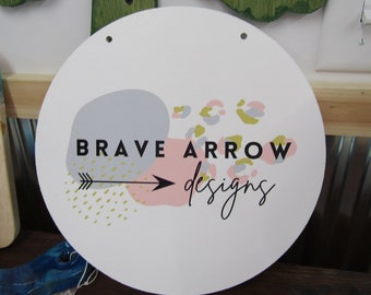 Custom Wooden Lightweight Sign Commerical Signage Pastel Your Logo File Image Design Arrows Cheetah Small Business Wall Door Hanger Print