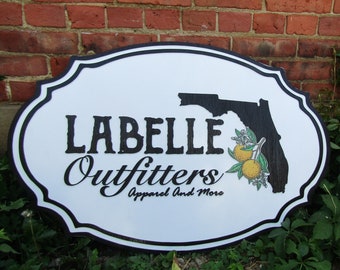 Custom Oval Business Sign Florida Labelle Outfitters Oranges Handmade Wooden Commerical Signage 3d Raised Text Image Your Logo Store Front