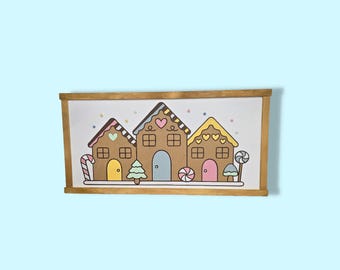 3D Gingerbread House Sign • Raised Candy Cottage Christmas Decor • Whimsical Holiday Wood Wall Art