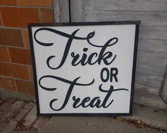 Extra Large Trick or Treat, Halloween, Large, Decor, Large Wood Sign, Over Sized, Raised Text, Sign, Shabby Chic, Rustic, 3D