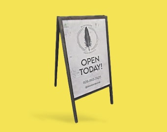 Custom Printed A‑Frame Sign Personalized Business Sidewalk Sign Boutique or Studio Display Modern Walk‑Up Advertising Board for Small Shops