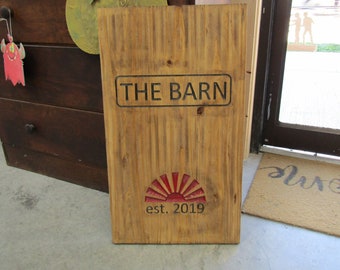 Barn Windmill Red Custom Personalized Established Homestead Engraved Routed Wooden Pine Sign Home Decor Gift Gift for him Paint Filled