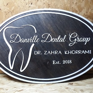 Large Custom Oval Dental Care Sign Wooden Dentist Office Commerical Signage Business Group Tooth 3D Your Logo Laser Cut Out Handmade Teeth