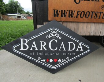 Custom Bar Sign Contoured Business Commerical Signage Theater Vintage Boardwalk Cards Made to Order Store Front Logo Wooden Handmade