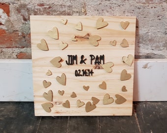 Alternative Signing Board, Signature Board, Guest Book, Party Sign, Custom, Signature Name Sign, Hearts, Wedding,Wood, 3D FootStepsinthePast