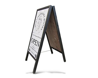 Boutique Luxury Bookshop Sign • Custom A‑Frame Storefront Display with Illustrated Logo Branding for Independent Bookstores & Artisan Shops