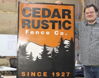 Raised Text Business Sign 3D Fence Company Large Custom Sign Black Extra Large Detail We Use Your Actual Graphic Business Logo Wood