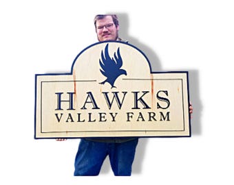 3D Raised Farm Sign • Custom Ranch Homestead Signage • Rustic Arched Property Sign with Hawk Silhouette for Farms Country Homes