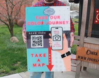 Custom Reverse Printed Acrylic QR Code Informational Commerical Signage Scan Map Business Sign Personalized Color Logo