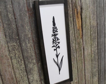 Lavender Wood Sign Plant 3D Botanical Plant Organic Black and White Herb Decoration Minimalist Wall Art Farmhouse Rustic Primitive Simple