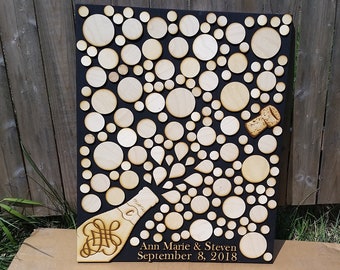 Wedding Sign Board, Champagne, Wine Bottle, Cork, Splash, Alternative Sign In Board, Signature Name Sign, Signature Board, Guest Book