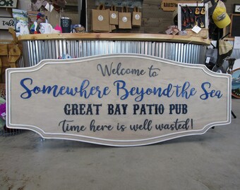 Custom Handmade Wood Sign Pub Signage Commerical Business Sign Your Logo Image Patio Food Drinks Eatery Large Made To Order Personalized