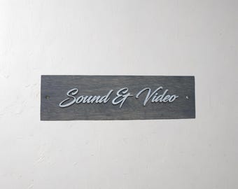 3D Wood Sound & Video Sign • Raised Letter Studio Decor • Modern Media Room and Production Workspace Wall Art