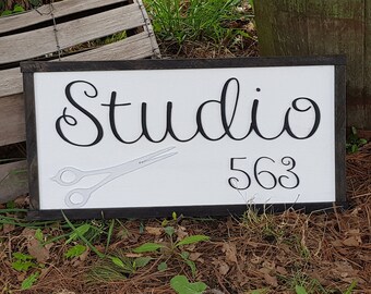 Studio 563, Salon Sign, Large Custom Business Sign, We Use Your Actual Graphic, Business Logo, Wood, Laser Cut Out, 3D, Extra Large