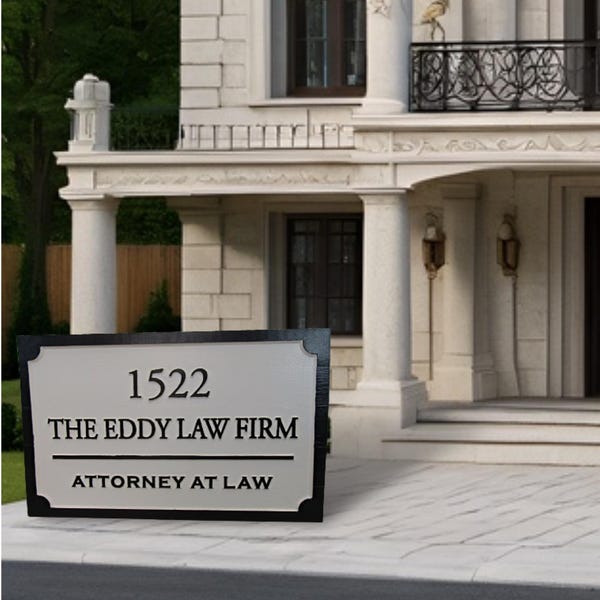 Custom Engraved Office Sign • Professional Law Firm Plaque • Personalized Business Door Sign • Raised Wood Engraving • Attorney Office Decor