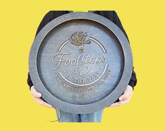 3D Raised Logo Wood Light • Artisan Heritage Round Sign • Hand‑Crafted Layered Business Branding with Color‑Changing LED Illumination