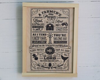 Farmer Gift The Farmers Prayer Wood Sign Farm Barn Chicken Hanging Bless this Land Crop Critter Strength Wisdom Blessings Decoration Rustic