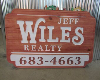 Realtor Estate Agent Custom Real Estate Office Red Engraved Large Business Reality Home Routed Thick Wooden Sign Commerical Signage