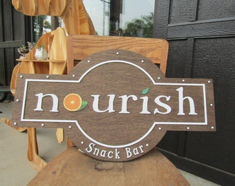 Juice Bar Sign Smoothie Bar Restaurant Sign Custom Business Sign Exterior Outdoor Wooden Orange Fruits Fresh Snack bar FootstepsinthePast