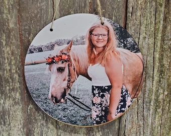 Photo on Wood Round Circle Custom Your Photo Printed Large Rustic Personalized Custom Gift Idea Wood Print Wood Photo Home Decor USA