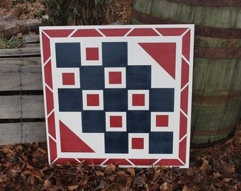 Barn Quilt, Wood Barn Quilt, Barn Decor, Patriotic, Red White Blue, Mosaic, Handmade, Primitive, Wood, Laser Cut Out, Extra Large, Customize