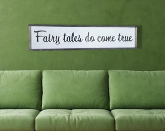 Fairy Tales Do Come True Raised 3D Sign • Layered Wood Script Sign • Whimsical Nursery Wall Art • Rustic Farmhouse Home Decor