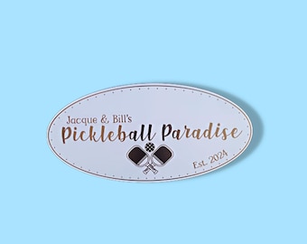 Custom Pickleball Sign, Personalized Garden Sign for Home Court, Pickleball Gift for Couples, Backyard Decor, Durable Outdoor PVC Signage