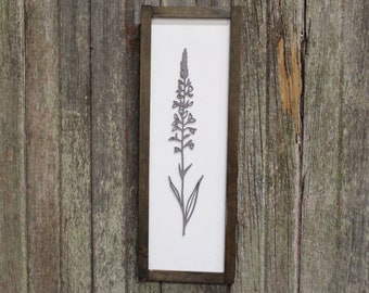 Lavender Sign Plant Raised 3D Botanical Plant Organic Purple Herb Decoration Minimalist Wall Art Wood Farmhouse Rustic Primitive Simple Soft
