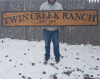 Large Custom Ranch Sign, Over-sized Rustic Business Logo, Wood, Laser Cut Out, 3D, Extra Large, Sign Footstepsinthepast