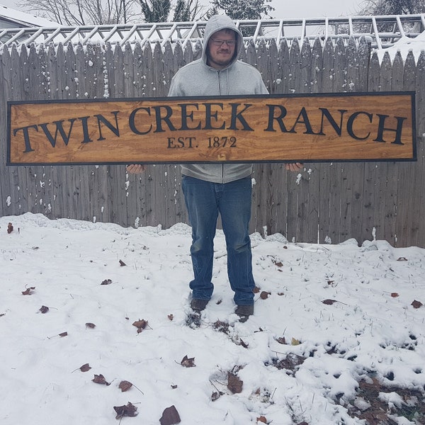 Large Custom Ranch Sign, Over-sized Rustic Business Logo, Wood, Laser Cut Out, 3D, Extra Large, Sign Footstepsinthepast