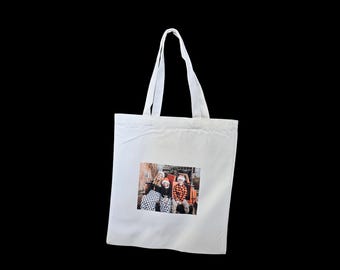 Personalized Natural Cotton Tote Bag – Custom Photo Printed Bag with Christmas Image for Holiday Gifts or Seasonal Keepsakes