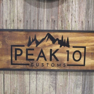 Raised Rustic Business Sign 3D Large Custom We Use Your Graphic and Colors Business Logo Wood Entrance Text Extra Large