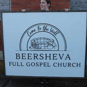Custom Church Sign Commerical Signage Come To The Well Gospel Faith Based Handmade 3D Laser Cut Logo Personalized Large Oversized Simple