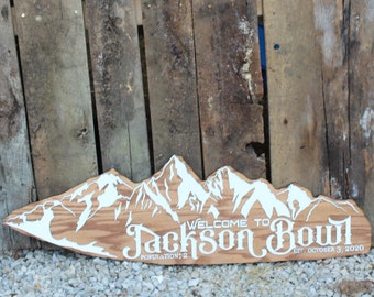 Large Custom 3D Mountain Shaped Sign Rustic Mountain Range Contour Shape Wood Raised Text Rocky Mountains Ski Log Lodge Cabin Personalized