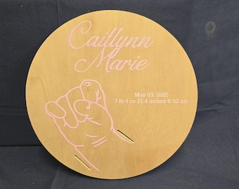 Printed Custom Birth Stat Bracelet Holder • Newborn Keepsake Sign • Personalized Baby Name & Stats Plaque