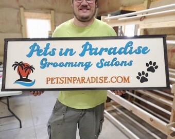 Custom Handmade Wood Sign Hanging Square Rectangle Framed sign for your Office Business Shop or Store Personalized