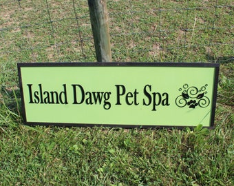 Spa Pet Animal Groomer Small Business Custom Wood Sign Large Commercial Signage Outdoor Sign Use My Logo Graphic Office Entrance Clean