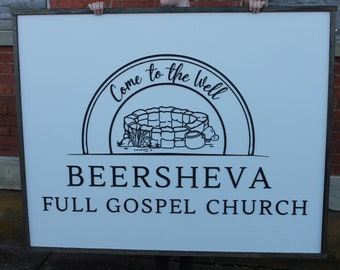 Custom Church Sign Commerical Signage Come To The Well Gospel Faith Based Handmade 3D Laser Cut Logo Personalized Large Oversized Simple