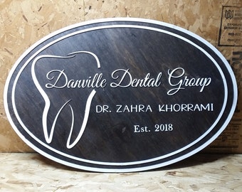 Large Custom Oval Dental Care Sign Wooden Dentist Office Commerical Signage Business Group Tooth 3D Your Logo Laser Cut Out Handmade Teeth