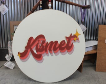 Custom Sign Round Business Commerical Signage Retro Graffiti Style Made to Order Soap Co Store Front Small Shop Logo Circle Wooden Handmade